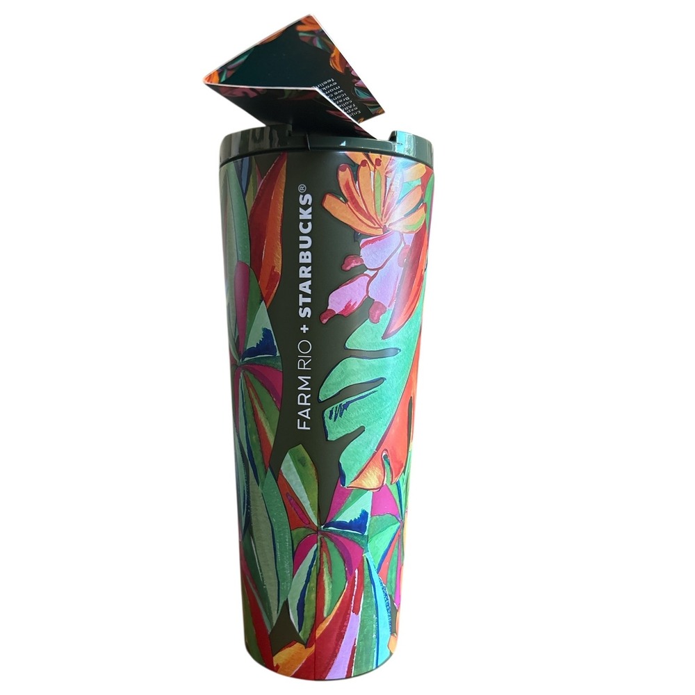 Starbucks x FARM Rio 16 oz Tropical Floral Travel Tumbler Mug NWT
